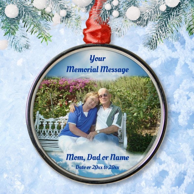 Ornements commémoratifs pour Maman, Papa, Parents  (Memorial gifts for loss of parents. Memorial ornaments. Memorial Christmas Ornaments with Picture.)