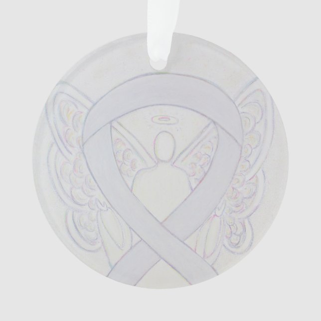 Ornements d'ange de ruban de sensibilisation blanc (devant)