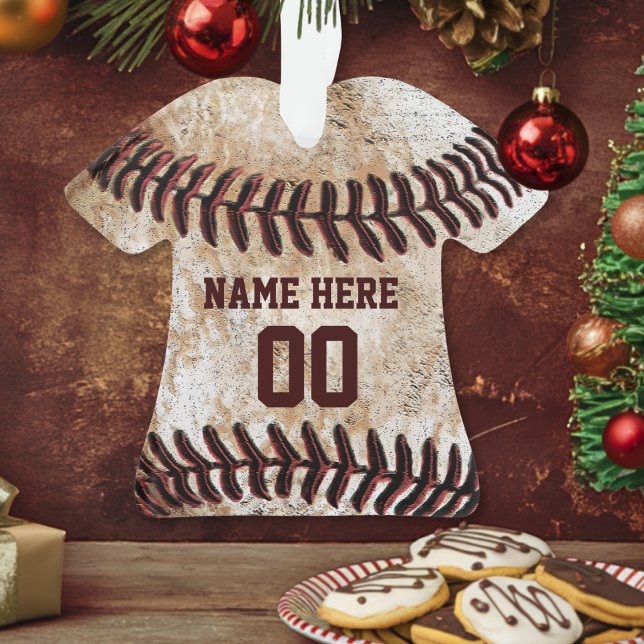 Ornements de baseball personnalisés (Personalized baseball ornaments. Custom baseball Christmas gifts or cool, baseball team gifts ideas.)