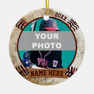 Ornements de baseball personnalisés avec photo, Te