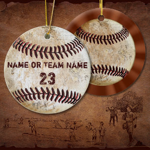 Ornements de baseball vintage avec NOM et NUMÉRO