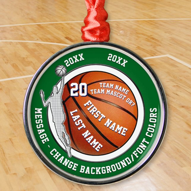 Ornements de basketball personnalisés. Équipe de b (Personalized basketball Christmas ornaments. Gifts for basketball players. Basketball senior gifts.)