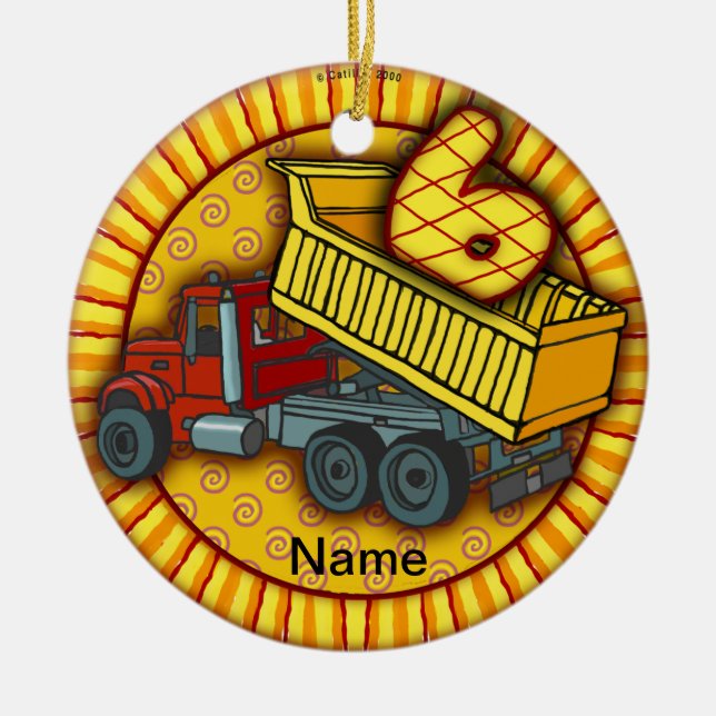Ornements de camion à benne pour 6ème anniversaire (Devant)