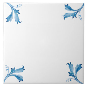 Ornements de feuille de carreau bleu minimaliste c