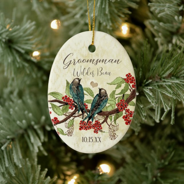 Ornements de garçon d'honneur oiseau vintage rouge (Arbre)