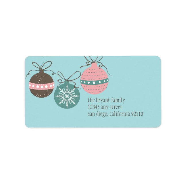 Ornements de Noël Adresse de retour Étiquette - bl (Devant)