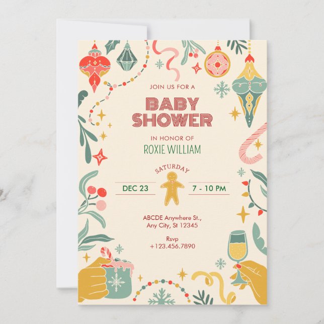 Ornements de Noël baby shower Invitation (Devant)