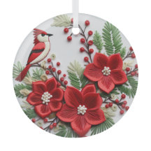 Ornements de Noël cardinaux brodés en 3D