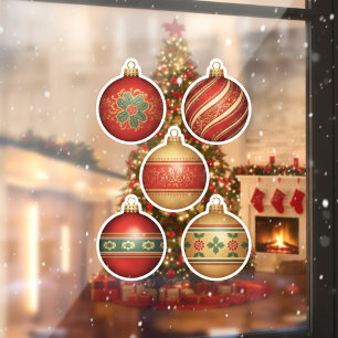 Ornements de Noël Classiques Autocollants pour Fen