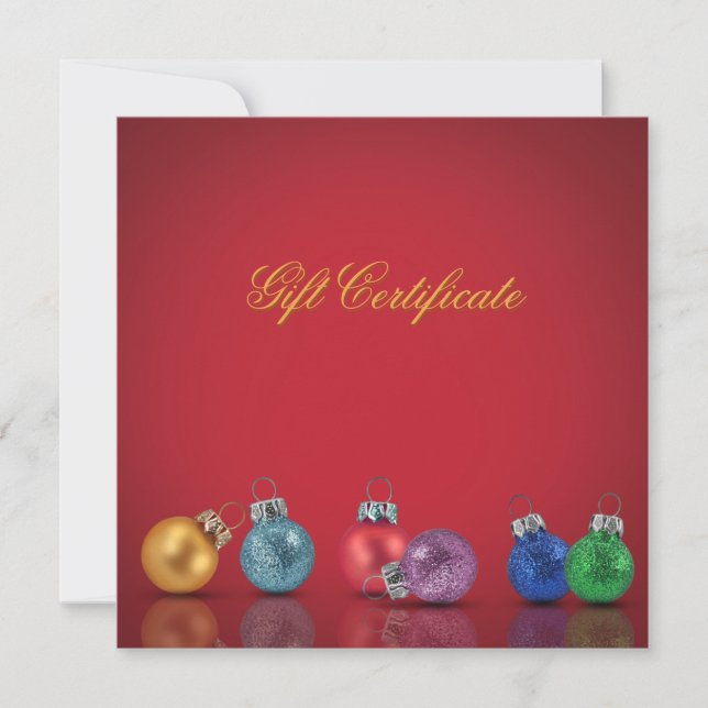 Ornements de Noël colorés - Certificat cadeau (Devant)