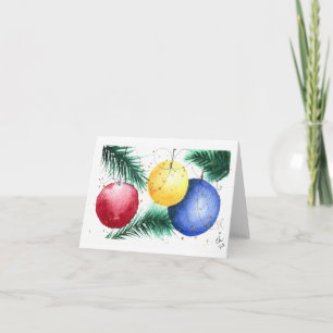 Ornements de Noël colorés, Impression d'aquarelle