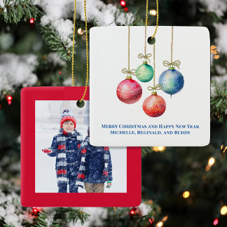 Ornements de Noël Colorés sur Mesure avec Photo