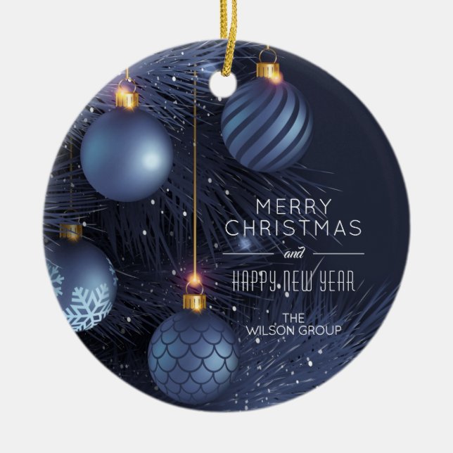 Ornements de Noël de luxe pour arbre bleu (Devant)