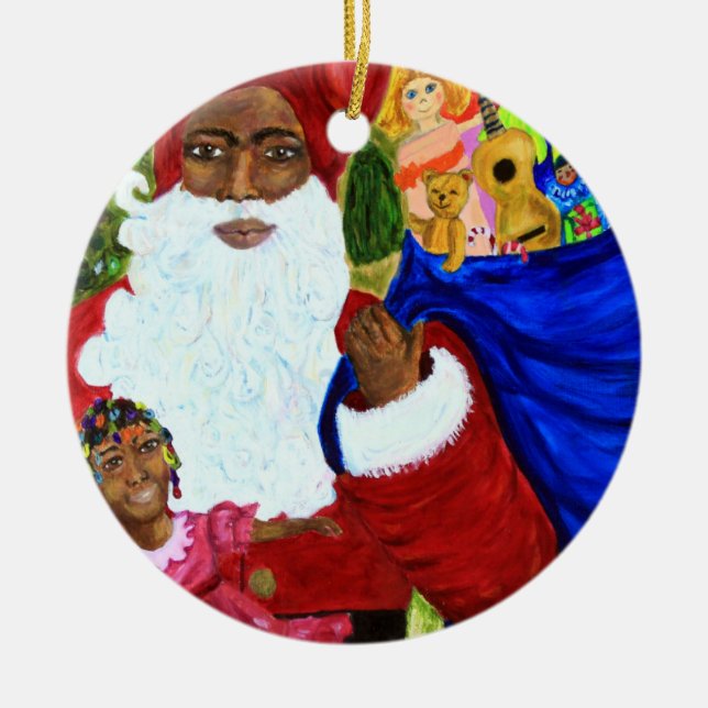 Ornements de Noël de Père Noël Noir - Cadeaux de d (Devant)