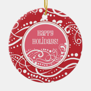 Ornements de Noël Funky Red & Pink Swirl