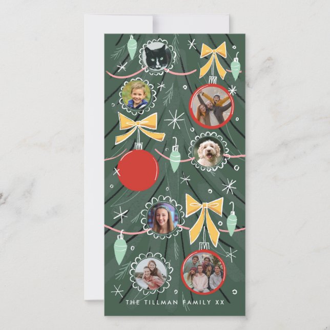 Ornements de Noël illustrés en forme d'arbre avec  (Devant)