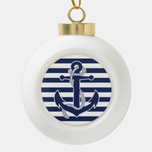 Ornements de Noël nautiques Ball Marine Ancre bleu