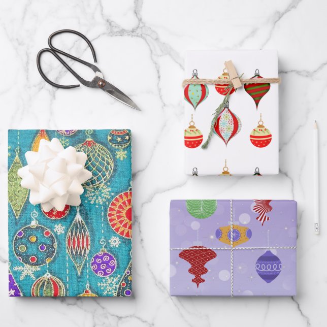 Ornements de Noël rétro Enveloppement feuilles de  (Recto)