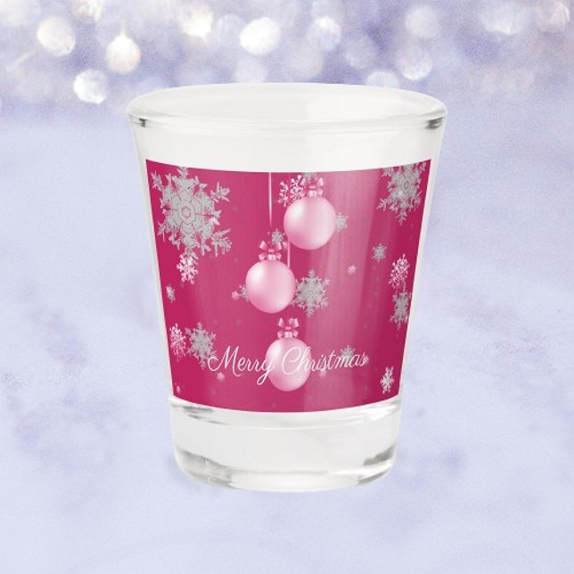 Ornements de Noël roses Verre de tir (Pink Christmas Ornaments Shot Glass)