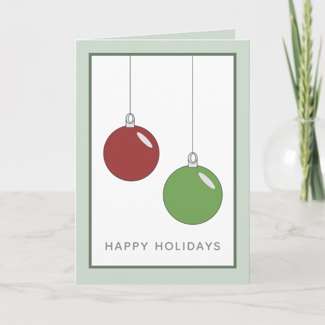 Ornements de Noël Simples Modernes Carte de Fêtes (Devant)