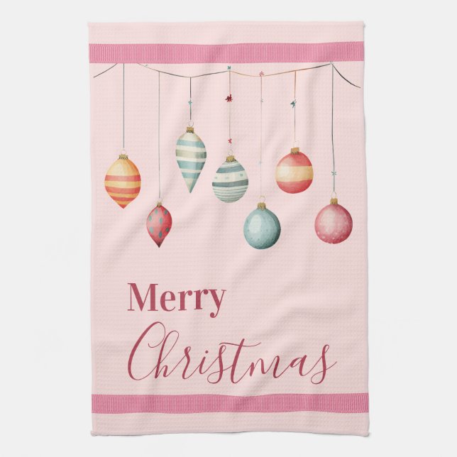 Ornements de Noël victoriens Serviettes de cuisine (Vertical)