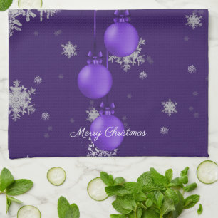 Ornements de Noël violet Serviette de cuisine