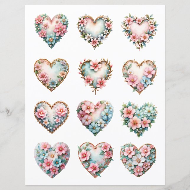 Ornements de scrapbooking en forme de cœur élégant (Devant)