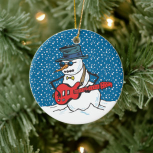 Ornements de Snowman, guitariste Cool