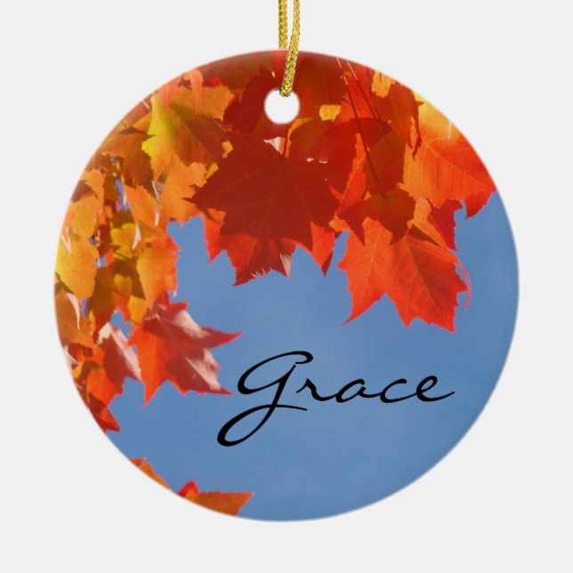 Ornements de vacances de grâce Feuilles orange Cie (Devant)