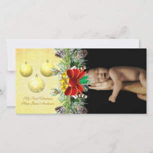 Ornements d'or Mon 1er Noël Carte photo bébé