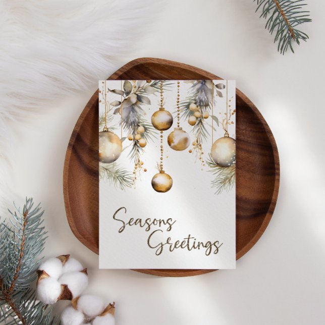 Ornements d'or White Holly carte de Noël d'affaire (Créateur téléchargé)