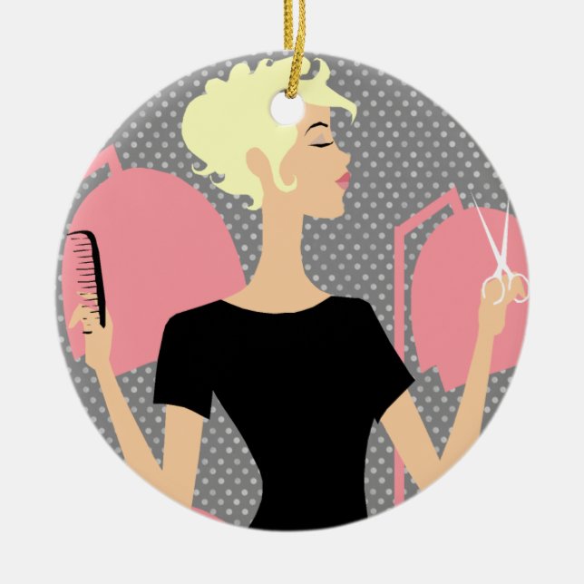 Ornements en céramique de Noël de coiffeur (Devant)