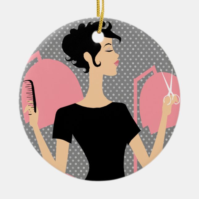 Ornements en céramique de Noël de coiffeur (Devant)