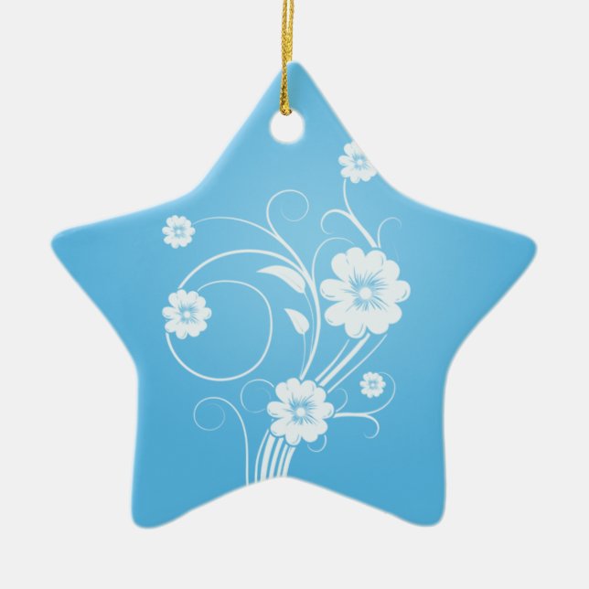 Ornements Étoile Personnalisés Fleurs blanches Sur (Devant)