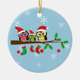 Ornements mignons de souvenir de Noël de hibou
