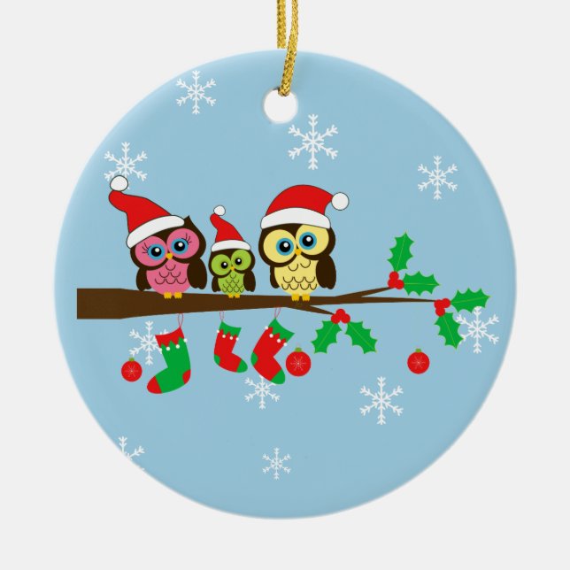 Ornements mignons de souvenir de Noël de hibou (Devant)