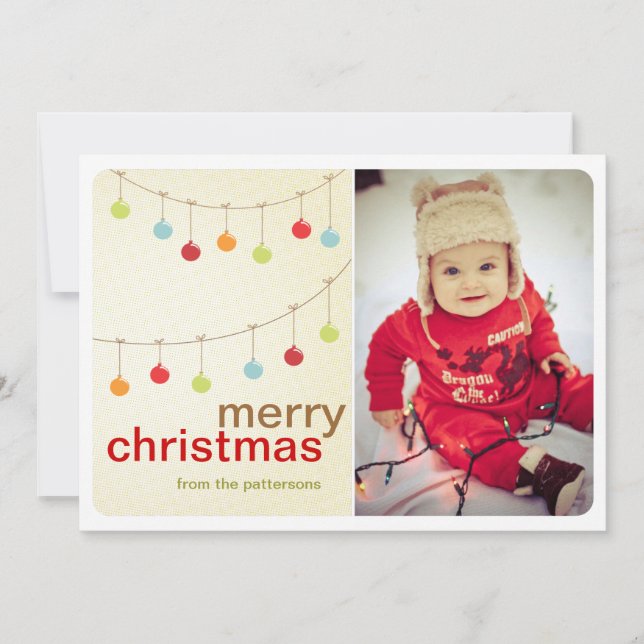 Ornements modernes Joyeux Carte photo de Noël (Devant)