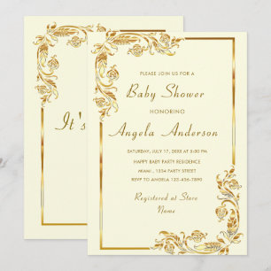 Ornements or encadré Baby Boy Shower Invitation