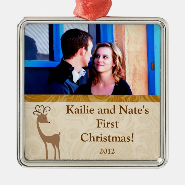 Ornements Personnalisés Élégants Reindeer Gol (Devant)