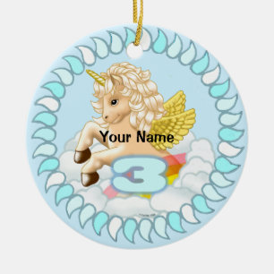 Ornements personnalisés Licorne pour 3ème annivers