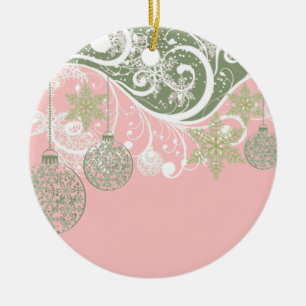 Ornements roses et verts sur un Flourish
