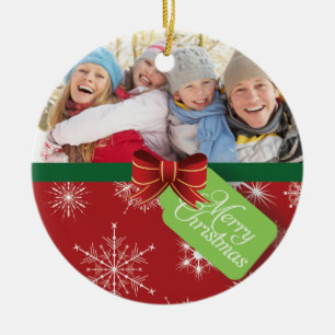Ornements rouges de Joyeux Noël de flocon de neig