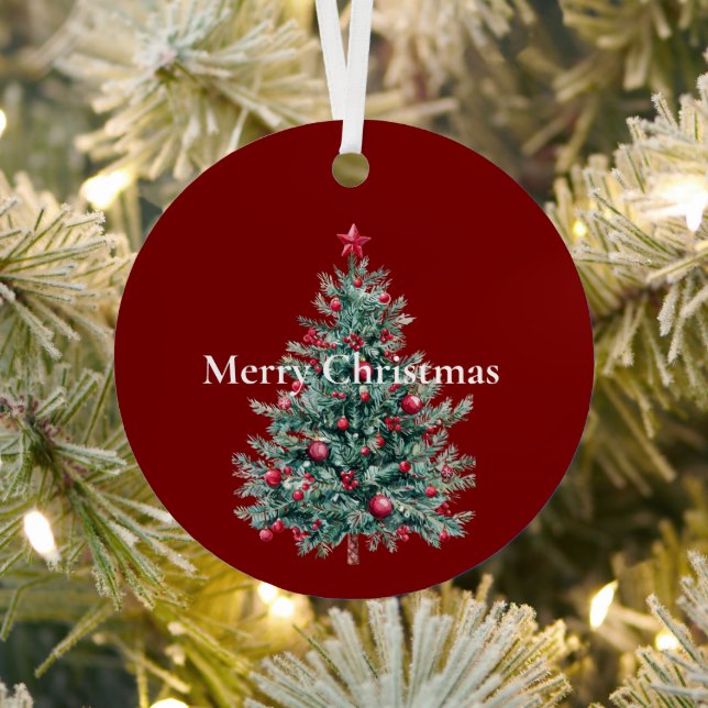 Ornements rouges et sapin de Noël étoilé (Insitu)