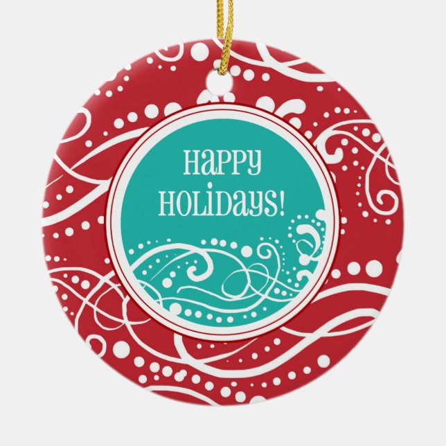 Ornements rouges et turquoises géniaux de Noël de (Devant)