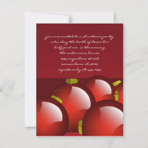 Ornements rouges Invitations Noël DInner Party