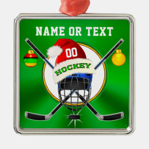 Ornements uniques de Noël d'hockey, personnalisé