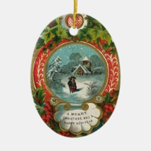Ornements vintages de Noël - neige de marche de