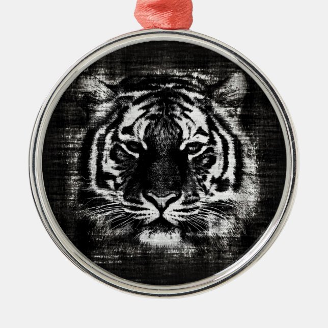 Ornements Vintages de tigre noir et blanc (Devant)