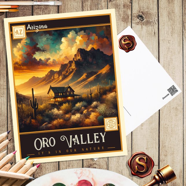 Oro Valley, Arizona | Carte postale Vintage (Créateur téléchargé)
