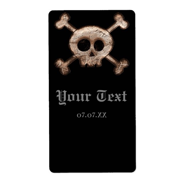 Os crâne déprimé Étiquette de la fête d'Halloween (Devant)